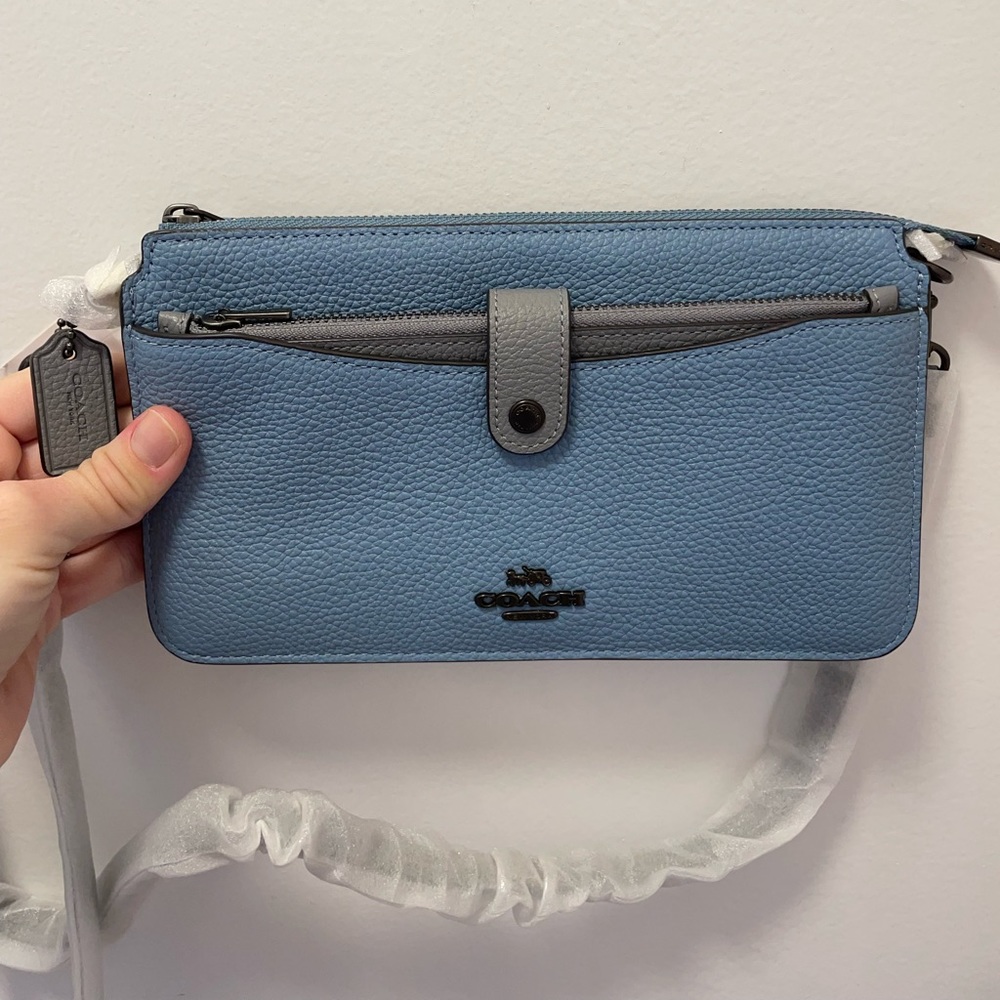 NWT Coach crossbody blue and grey bag